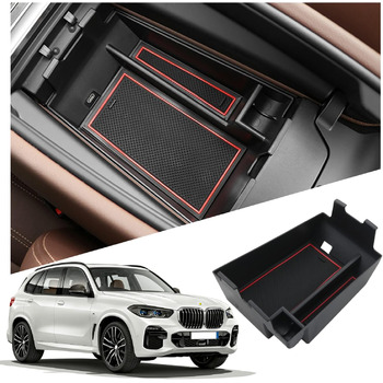 Сумісний з BMW X5 G05/X6 G06/X7 G07 2019-2023 2024 Підлокітник Ящик для зберігання, X6 Органайзер для центральної консолі Лоток X5 X6 X7 Аксесуари Центральний підлокітник Органайзер Центральний Підлокітник Бардачок Червоний