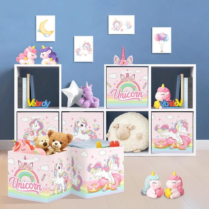 Коробка для зберігання 3 шт. и єдиноріг веселковий кошик для зберігання дітей складаний хмара зірка куб органайзер для іграшок, книг та одягу, макаронів, 30