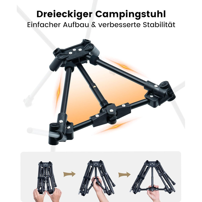 Складаний кемпінговий стілець OneTigris TIGERBLADE, вантажопідйомність 150 кг, легка трикутна рама, надлегкий складний стілець з 2 боковими кишенями для активного відпочинку та походів, колір койот-коричневий