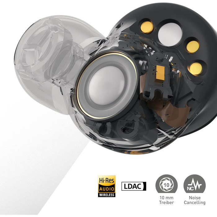 Бездротові навушники з функцією шумозаглушення, Bluetooth, вкладиші, навушники з вбудованим мікрофоном, регульована посадка, до 7