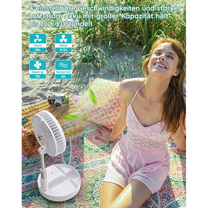 Вентилятор Primevolve 7.7 'коливальний стіл і підставка з пультом дистанційного керування, портативний складаний дорожній вентилят