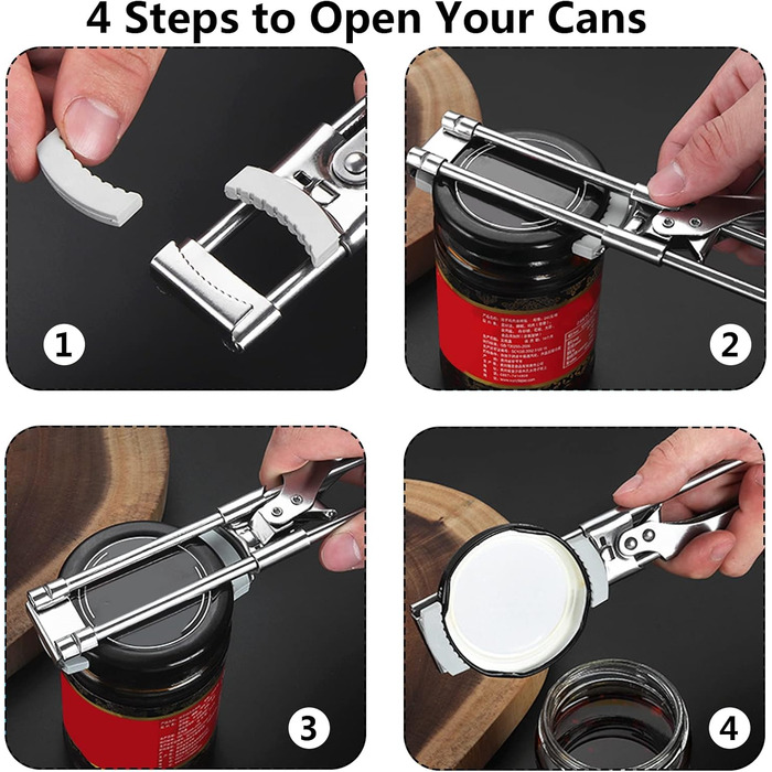 Набір з 2 відкривачів для банок, відкривачок для кришок з нержавіючої сталі, ручний відкривач для банок з гвинтовими кришками, регульований відкривач для літніх людей з артритом