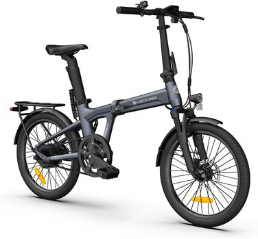 Електровелосипеди, Безщітковий двигун BAFANG, Складаний електровелосипед, Ремінний привід, Перемикання двох режимів, 20-дюймовий електровелосипед, 2/3 швидкості, ADO Smart App, 2,4-дюймовий IPS-дисплей, Жіночий/Чоловічий електровелосипед сірого кольору Ai