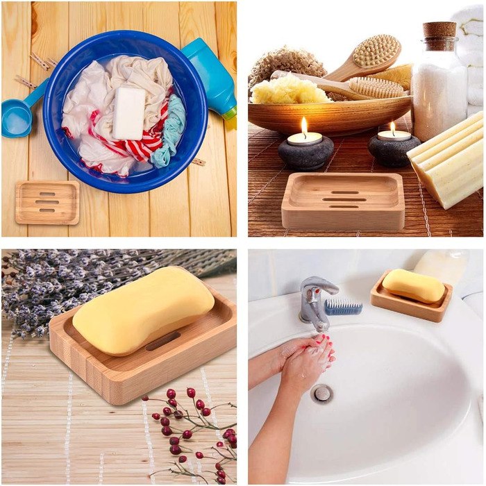 Шматки натурального дерев'яного бамбукового мила Дерев'яний душ ручної роботи мильниця мильниця для мила скраббер губки раковина п
