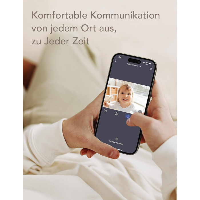 З камерою, дитяча камера WLAN, радіоняня з камерою та додатком, функція інтеркому 1080P HD Night Vision, сумісна з Alexa та 2,4 ГГ