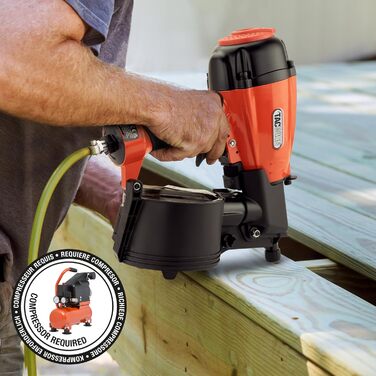 Пневматичний котушковий цвяхозабивач Tacwise HCN65P, використовує плоскі котушкові цвяхи, 32 - 65 мм