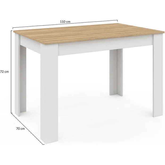 Прямокутний обідній стіл ROZY на 4 особи, стільниця з білого бука, 110 см