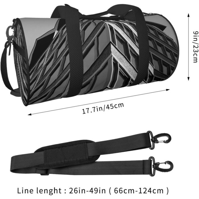 Спортивна сумка для подорожей, архітектурний принт, чорна, на одну-дві ночі, універсальний розмір