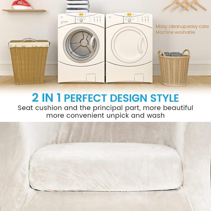 Чохол на крісло Topchances з еластичною підкладкою, універсальний чохол для одномісного дивана, розсувний еластичний чохол на крісло, велюровий чохол з підлокітниками для крісла для кафе, клубного крісла, крісла для відпочинку, коктейльного крісла, бежеви