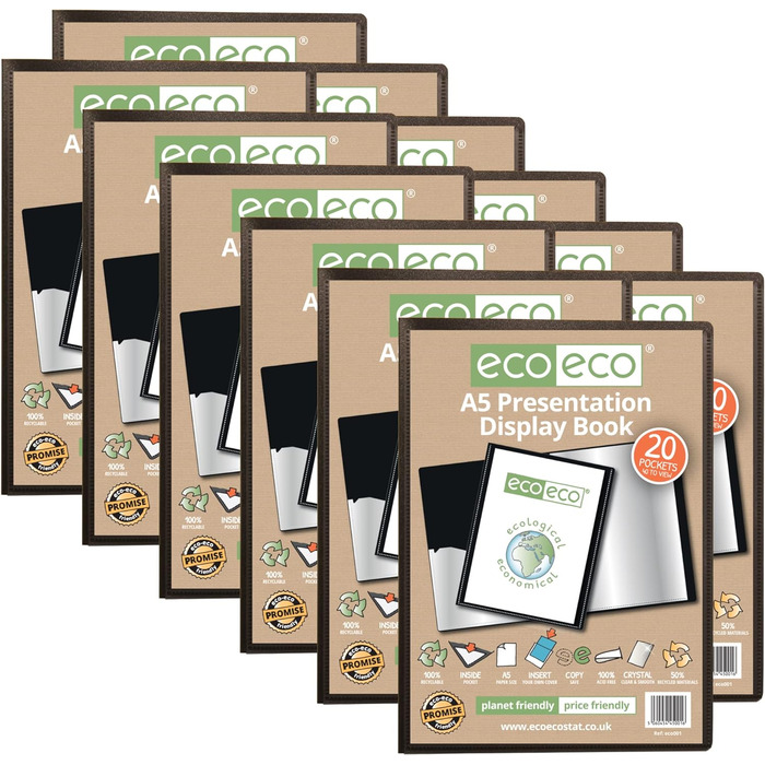 Презентаційна книга eco-eco 50 Recycled 40 Pocket Black Color, eco008, чорно-чорний (A5, універсальний, A5)