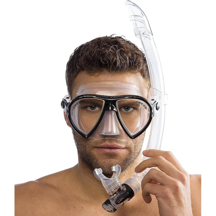 Маска для підводного плавання CRESSI Ocean Gamma для дорослих з окремими лінзами, силіконовим ущільненням, малим внутрішнім об&39ємом та комфортом, трубка для фрідайвінгу, підводного плавання, дайвінгу, набір для підводного плавання, чорний/чорний