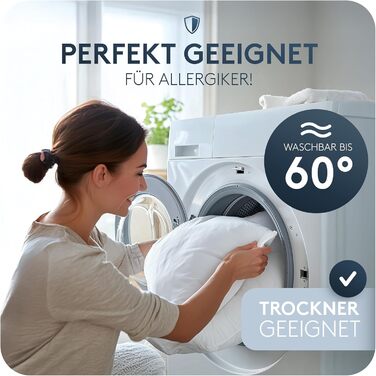 Пухова подушка CALMONT з 3 камерами 80x80 Пухнаста та підходить для алергіків Міцна та дихаюча подушка для ліжка Пухова подушка Пухова подушка 80 x 80 см