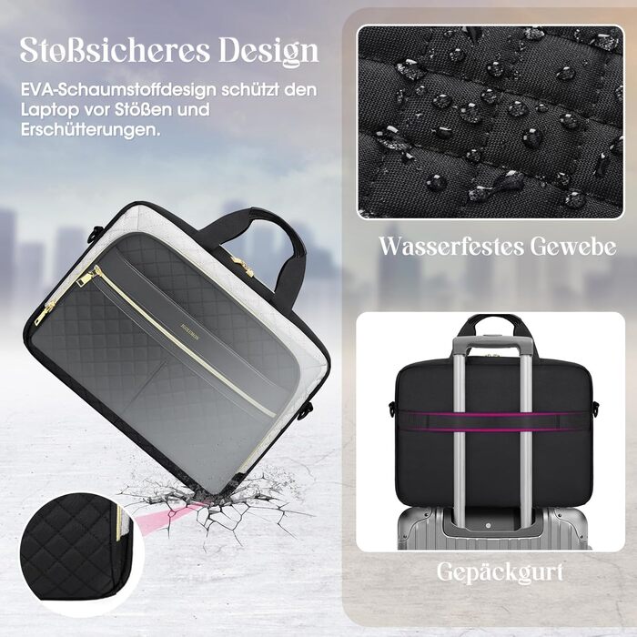 Жіноча сумка для ноутбука 17,3 дюйма, портфель, водонепроникна сумка для ноутбука, робоча сумка, бізнес-сумка, сумка через плече, сумка-мессенджер 17,3 дюйма, чорно-біла