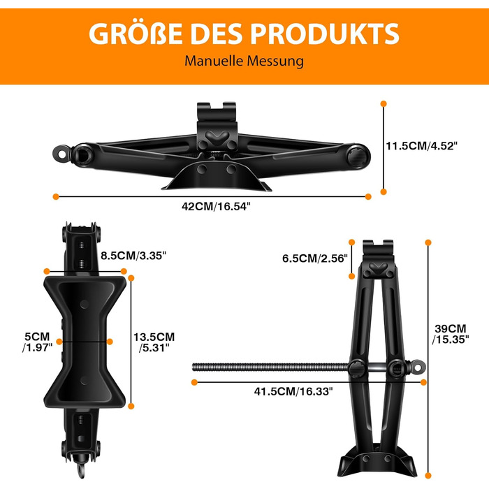 Домкрат ножичний 2T, з храповими замками, максимальна висота 385 мм, універсальний домкрат автомобільний з ручкою швидкості, швидкий і трудомісткий, інструмент для підйому шин для АВТОМОБІЛЯ/ПОЗАШЛЯХОВИКА/MPV (2000 кг)