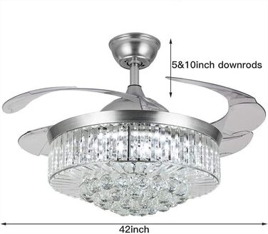 Тиха вентиляторна лампа кришталева люстра стельовий вентилятор зі світлом, сучасний невидимий стельовий вентилятор з пультом диста