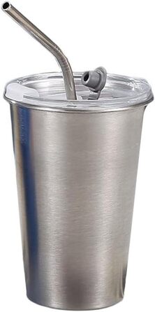 Дорожня кружка з нержавіючої сталі 304 з кришкою та трубочкою, 350 мл/500 мл (334,5 г/479,1 г) для кави, чаю, води, для використання в приміщенні та на вулиці