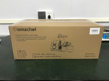 Соковижималка AMZCHEF з великим жолобом подачі 80 мм - Соковижималка 150 Вт Повільна соковижималка з 2 режимами швидкості та функцією повернення - Соковижималка для цілих овочів та фруктів Переможець тесту - Silver Juicer Silver