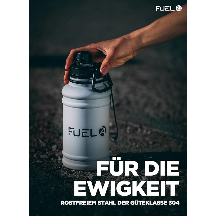 Надзвичайно міцна пляшка для води з нержавіючої сталі 1,3 л та 2,2 л - Герметична пляшка для води без бісфенолу А - Міцна металева питна пляшка для спортзалу, спортивний глечик для води для дорослих 1300 мл сірого кольору