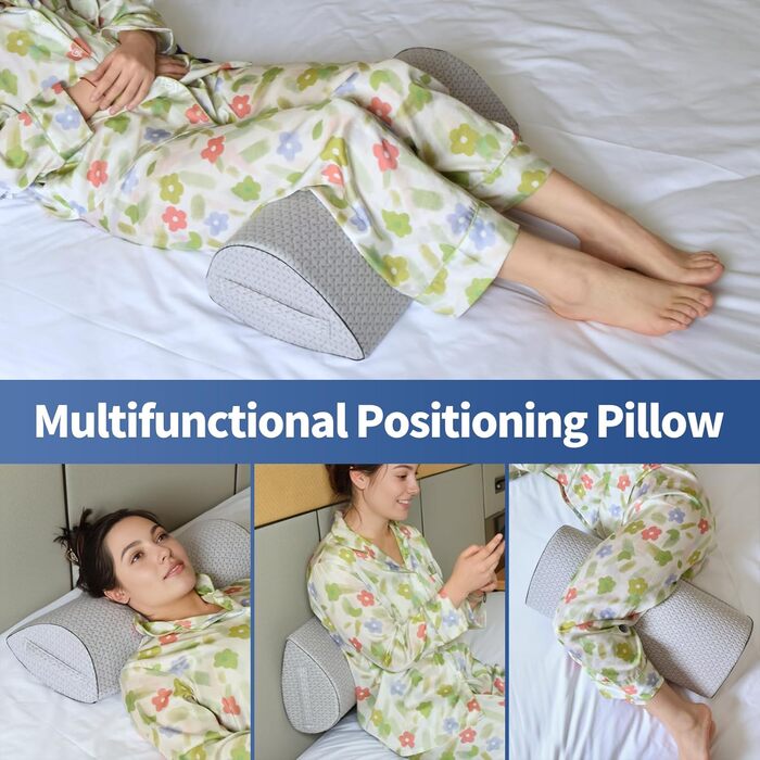 Подушка для колін pozico для сну на боці ергономічна подушка для ніг з піною з ефектом пам&39яті позиціонуюча подушка для колін, спини та стегон валик для шиї з ремінцем для перенесення та чохлом, який можна прати, сірого кольору