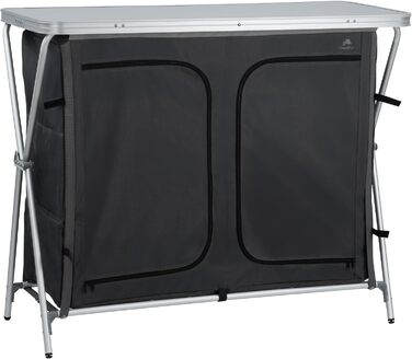 Складана кемпінгова шафа CampFeuer 110 см x 47 см x 90 см Кемпінгова кухня з 2 отворами на блискавці Кемпінгова полиця з алюмінієвою рамою, складна кемпінгова шафа, кемпінгова кухня, кемпінгові меблі