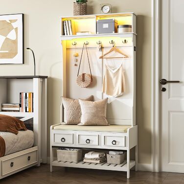 Вішалка для одягу з тумбою для взуття, окремо стояче дерево для передпокою 170 см з лавкою, висувними ящиками, вхідна лавка 3-в-1