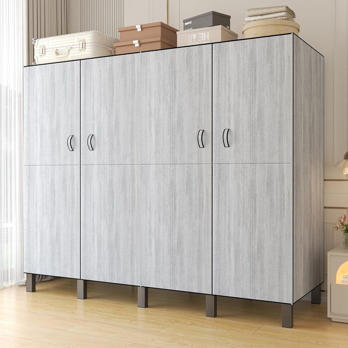 Складана шафа, 500 кг, тканинна шафа великої місткості 242 см з 2 рейками для вішалок, переносна тканинна шафа з чохлом для спальні (сірі двері D, 85 см) D Сірі двері 85 см