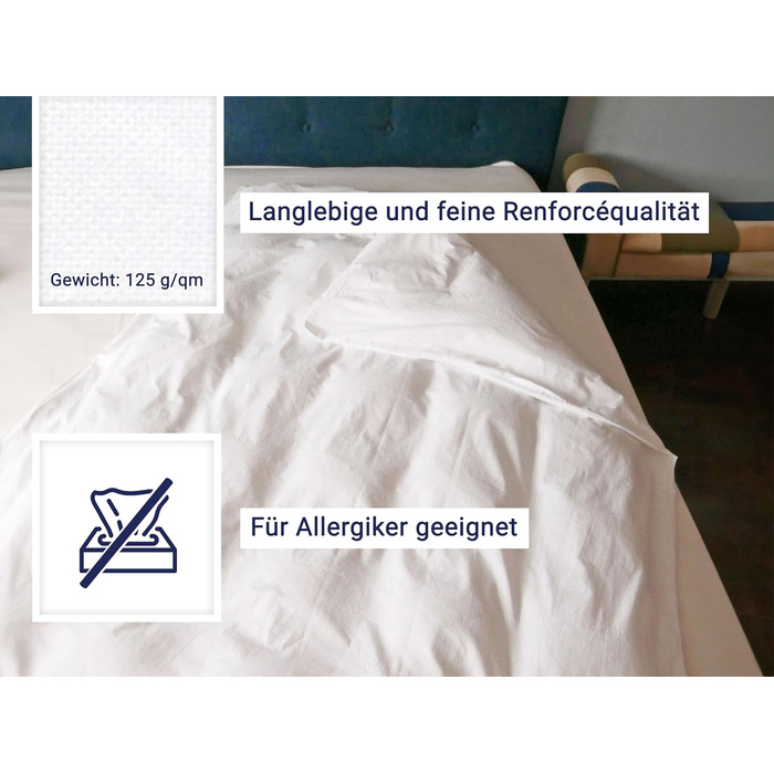 Підковдра ZOLLNER 140x200 см - біла - практична готельна застібка - бавовна - можна прати при температурі до 95C - підковдра готельної якості 140x200 см біла