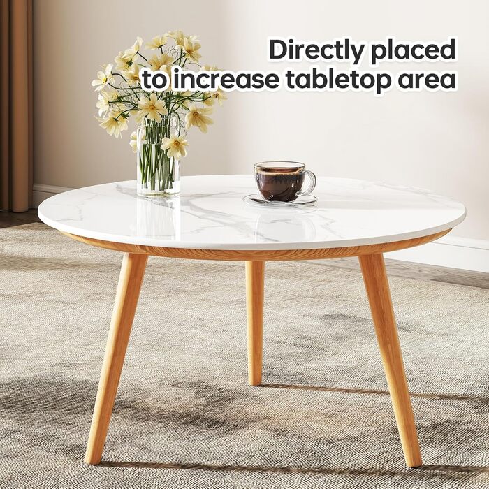 Кругла стільниця ZL ZELing 70 см з білого спеченого каменю - підходить для цілорічного використання, в приміщенні та на вулиці, для обідніх, кавових та журнальних столиків Ø70 см