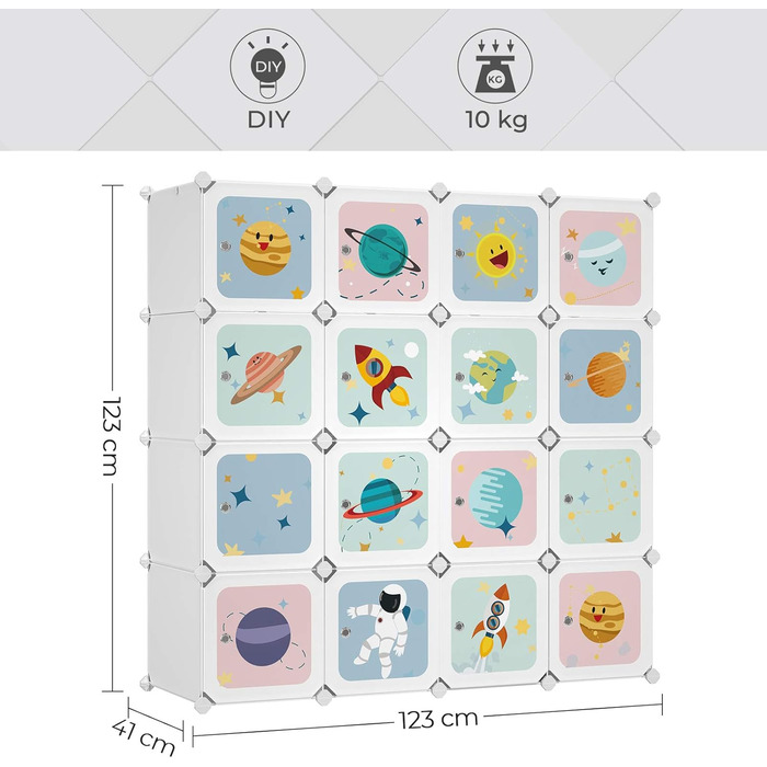 Шафа для одягу, шафа для зберігання зроби сам, для розвішування одягу, для зберігання, для дітей, з 16 кубиками, 4 шт. анги для ро