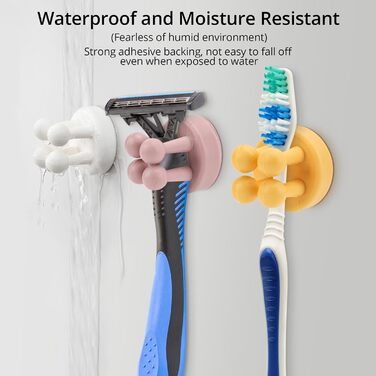 Силіконових тримачів для зубних щіток, тримач для бритви, тримач для зубних щіток без свердління, тримач для зубних щіток настінний, багатофункціональний гачок, тримач для зубних щіток самоклеючий для ванної, кухні, вітальні, 6
