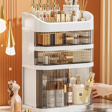 Косметична коробка для зберігання, розсувні двері, шухляда, стіл, багатофункціональна шафа для зберігання, багатошарова косметична коробка, комод (стиль A)