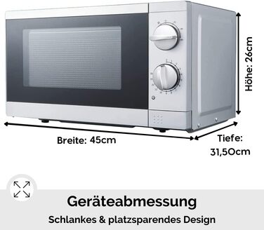 Мікрохвильова піч PKM Підставка під стільницею I 700 Вт Потужність мікрохвильової печі I 17 л Варильна камера i 6 рівнів потужності i Функція розморожування i Металевий корпус i Поворотний стіл (24,5 см) i Таймер 30 хвилин I блокування від дітей I Натиска