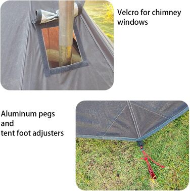 Одномісний надлегкий гарячий намет з домкратом для плити, намет-тіпі, кемпінг на свіжому повітрі, коньковий намет для намету-піч/дров&39яної печі, 4 сезони, полювання/трекінг, пірамідальний намет, чорний