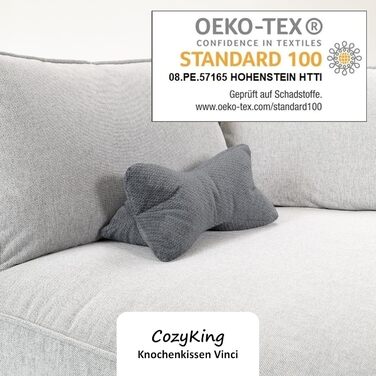 Подушка для шиї CozyKing Vinci сірого кольору з кістки для читання, подушка з кістки, валик для шиї, подушка для читання, сертифікована ko-Tex 100 та придатна для прання при 40C - подушка для шиї, колін або живота для читання або відпочинку - 38x19x19 см