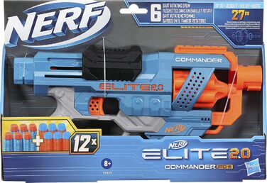 Бластер Nerf Elite 2 Commander RD-6, 12 дротиків Nerf, обертовий барабан на 6 дротиків, планки Tactical Rail, точки кріплення, 9485EU4