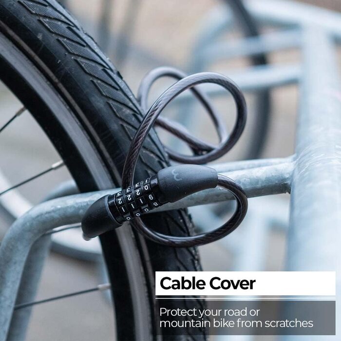 Велозамок кодовий BBB Cycling QuickCode для шосейних, гірських та міських велосипедів. Комбінація з 4 цифрами, сталевий трос 8мм x 120см, чорний.