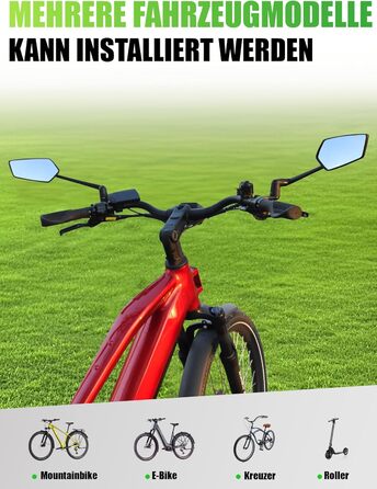 Велосипедне дзеркало RBRL Регульоване 3D для панорамного огляду Поворотне на 360 та складне Ударостійке дзеркало заднього виду з натурального скла Міцне компактне дзеркало на кермо для велосипедів та електровелосипедів (ліве)