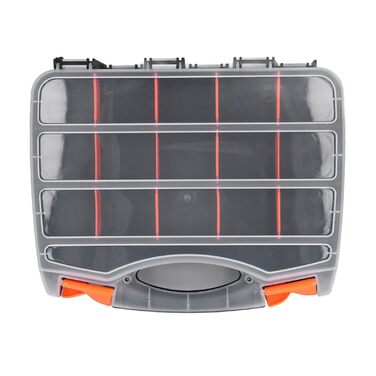 Двосторонній органайзер для деталей Haofy з кількома відділеннями та прозорою кришкою, міцний ПВХ-пластик для обслуговування та технічних цілей, портативна коробка для зберігання