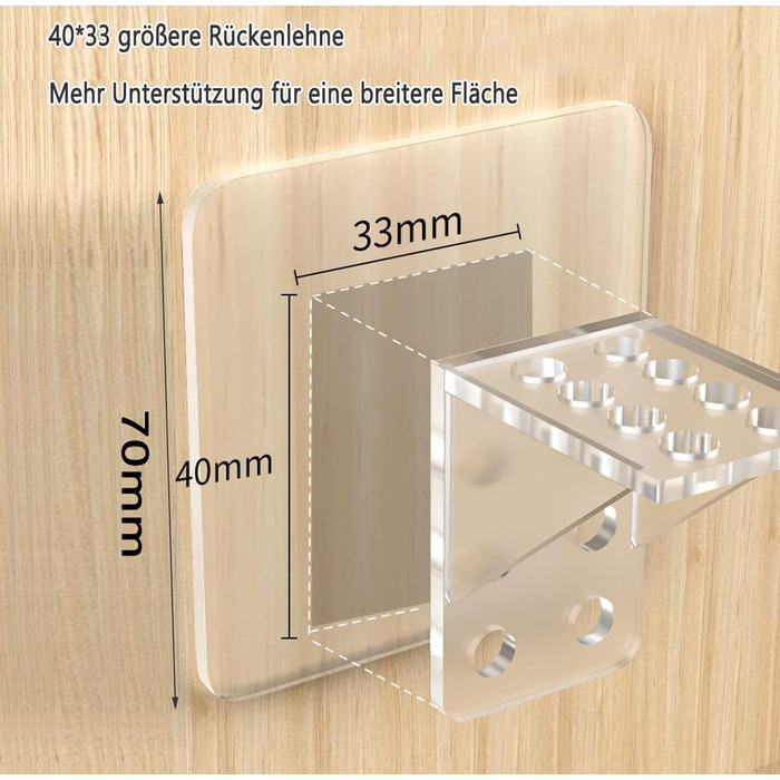 Клейкі гачки для полиць шафи, самоклеючі, прозорі опори для полиць, кронштейни для полиць, клейкі гачки, опори для основи, тримачі для полиць, шафа, тримачі для скла, полиці, прозорі, один розмір (12) 12 прозорих