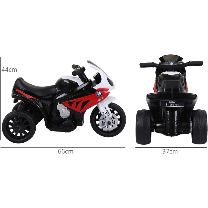 Електричний дитячий мотоцикл Дитячий транспортний засіб Електричний триколісний велосипед з акумулятором Червоний ПП сталь 66 x 37