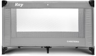 Дитяче ліжечко-транспортне - Ліжечко Key - з матрацом 120x60 см - Складане дитяче ліжечко-транспортне - Міцні ніжки - Сумка для перенесення дитячого ліжечка - Для дітей вагою до 15 кг - 64x125x74 см - Сірий