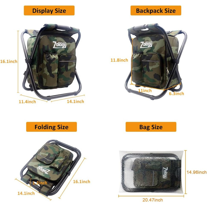 Складаний рюкзак-стілець/табурет з холодильником, ізольована сумка для пікніка, камуфляжна портативна сумка-сидіння для походів/столу для риболовлі на свіжому повітрі/в приміщенні/подорожей/пляжу/барбекю