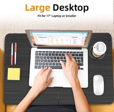 Складаний ноутбук-стіл BUYIFY, портативний стіл для ноутбука на коліна, приліжкова поличка, піднос з підставкою для чашки, чорний