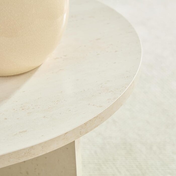 Овальний круглий журнальний столик, білий травертин під камінь 100 x 50 x 40 см (Д x Ш x В) Травертин білий