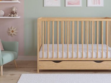 Дитяче ліжко Love For Sleep Asher 120x60 см з матрацом з стьобаної мікрофібри Дитяче ліжко, яке можна трансформувати в юніорське ліжко з великою шухлядою та захистом від падіння, натуральна сосна