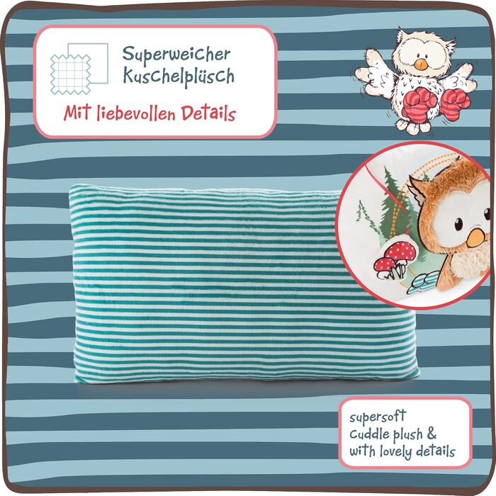 Подушка дитяча сова Owlino плюшева прямокутна 43x25см The Owlsons, ука (1 упаковка), 48575