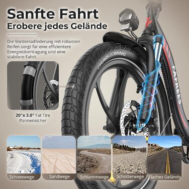 Дюймовий складаний електровелосипед-фетбайк (2026) - акумулятор 36 В 20 Аг, двигун 250 Вт, вантажопідйомність 140 кг, 25 км/год, E-MTB 20 - унісекс електровелосипед для жінок та чоловіків, сірий, сумка на спинку, 20 20-