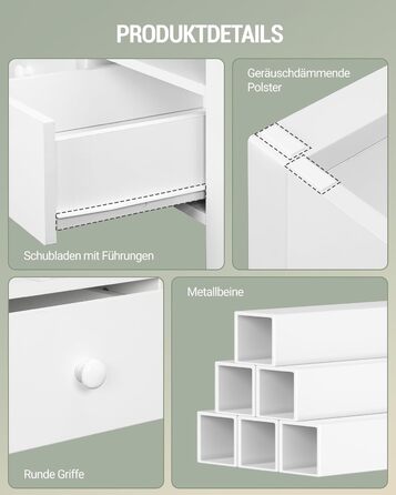 Журнальний столик Hzuaneri, стіл для вітальні з регульованою висотою, 3 шухлядами та 2 відділеннями, 50 100 47 см, журнальний столик з відділенням, що трансформується в обідній стіл, для вітальні, домашнього офісу, білий CT22203W