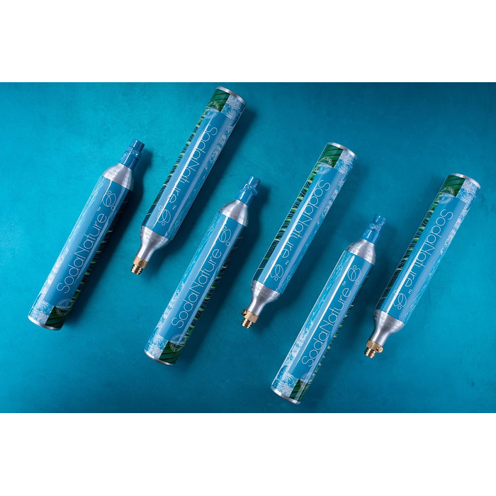 Преміальний 60-літровий циліндр CO2 для SodaStream (крім QC), Aarke тощо Нові та вперше заповнені в Німеччині Натуральна вугільна кислота для 2 шт. 60л TV до 2032 року 425 г, 2 шт.