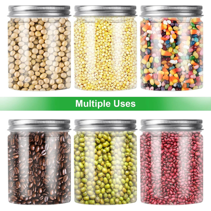 Набір із 20 пластикових контейнерів для зберігання з кришками, 250 мл, герметичні, без BPA. Прозорі, герметичні, круглі банки для зберігання з кришками для спецій, мюслі, солодощів, варення. Набір із 20 предметів - 250 мл